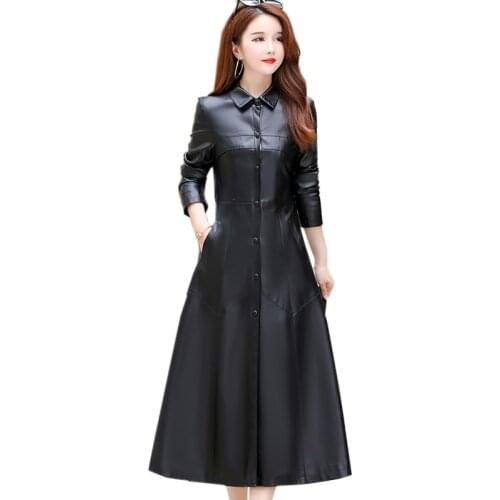 Leather Real Winter Jacket Women Clothes 2020 Streetwear Casual Genuine Leather Long Coat Fashion Sheepskin Coats