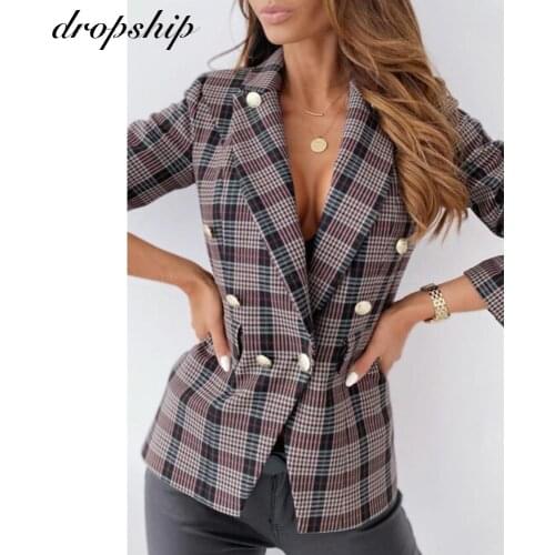 2020 Fall White Blazer For Women Autumn Blazer Double Breasted Woman Jackets Office Ladies Formal Business Wear Suit Jackets