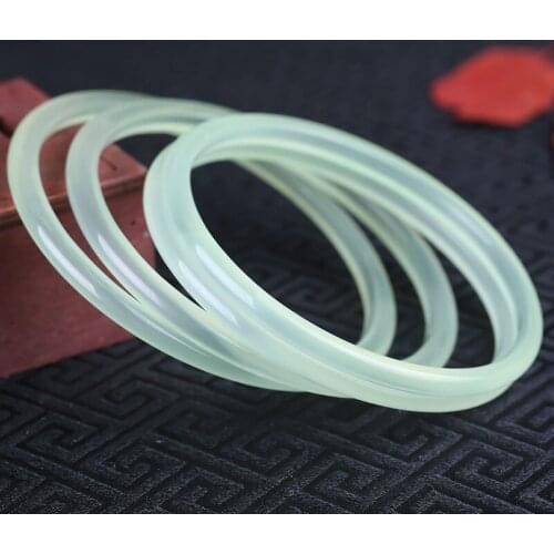 Light Green Natural Jade Bangle Charm Jewellery Womens Hand-Carved Jadeite Bracelet Bangles for Women Men Fashion Accessories