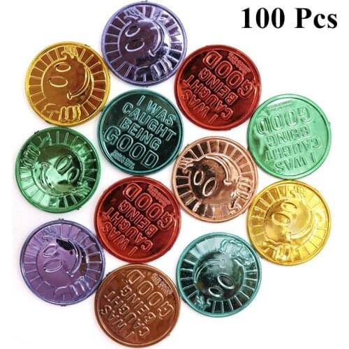 100 Plastic Smile Face Lucky Pirate Gold Coins Gold Treasure Coins For Pirate Party Play Favor Party Supplies Treasure Hunt Game