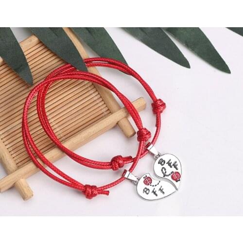 2pcs/set Chain Best Friend Bracelet For Women Girl Heart-shaped Cute Bff Forever Jewelry Pendant Gifts 2019 Dropshipping