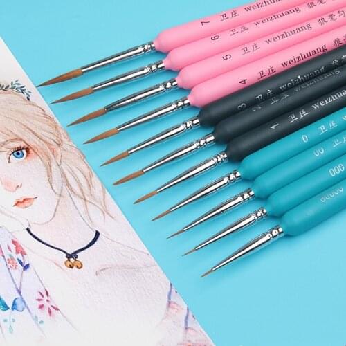 3 PCS Miniature Paint Brush Set Professional Nylon Brush Acrylic Painting Thin Hook Line Pen Art Supplies Hand Painted