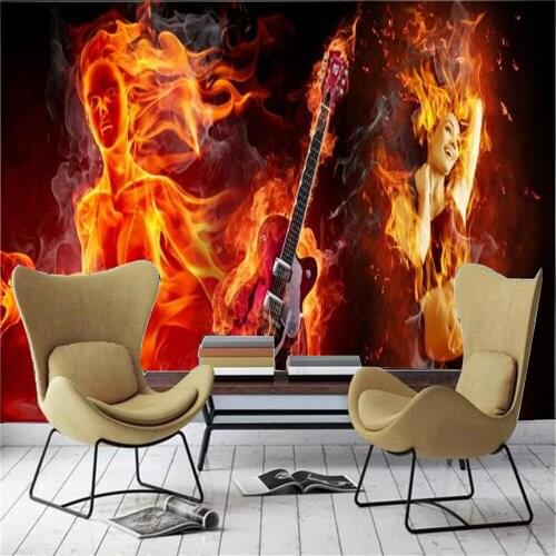 3d Promotion Wallpaper Utility Bar KTV Decoration Fantasy Guitar Girl High-Grade Exquisite Moisture-Proof Wallpaper