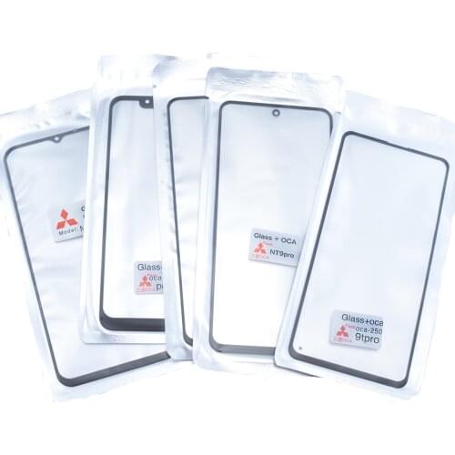 5PCS Front Glass Lens With OCA Glue Laminated For Xiaomi Mi 10 Lite 9T Redmi K20 K30 Note 8 9 9s Pro Screen Touch Panel Spare