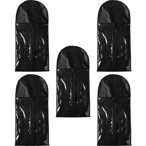 5x Plastic Wigs Hairpiece Storage Case Protecting Bag Pouch Organizer Black