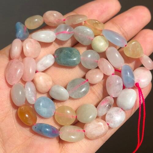 8-10mm Natural Irregular Genuine Morganite Stone Loose Shaped Beads For Jewelry Making DIY Bracelets Necklace 15"inches