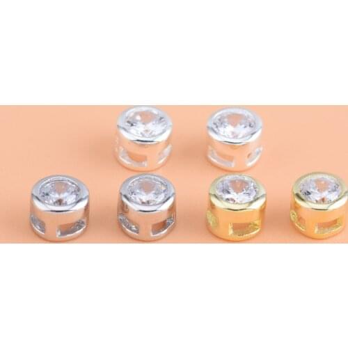 925 sterling silver micro-inlaid zircon accessories round diamond bean beads handmade DIY material bracelet necklace accessories