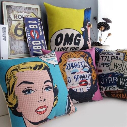 American Cartoon Monroe Pillow Case Marilyn Monroe Linen Cushion Cover Sofa Home Decorative Chair Pillow Case