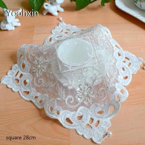 Europe beads lace embroidery table place mat cloth pad cup coaster placemat tea doily kitchen tableware Christmas wedding decor