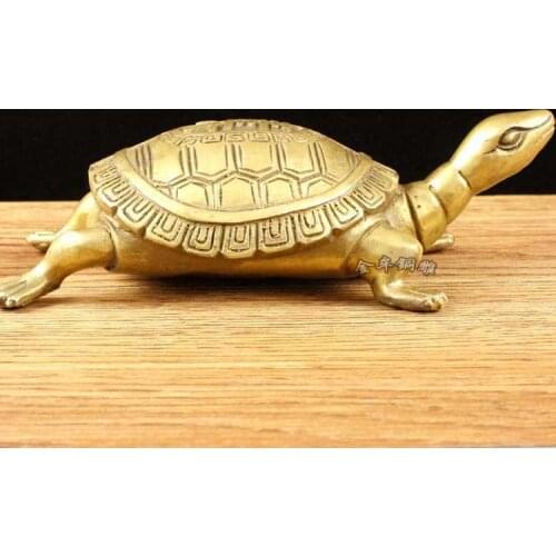 Pure Copper Tortoise Pose Gold Tortoise Home Crafts Metal Copper Crafts Living Room Decor Desk Decor Chinese Fengshui Statue