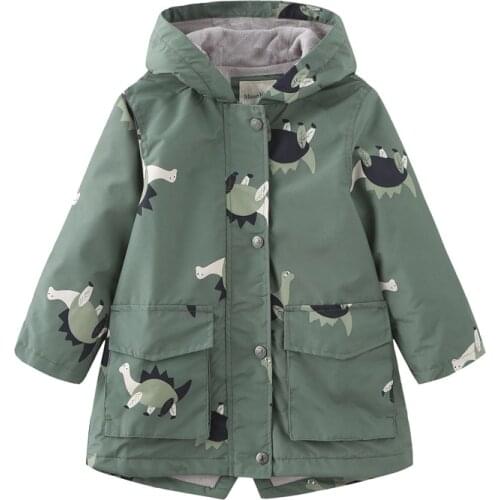 IYEAL Children Boy Girl Trench Coat Quality Coat Outerwear Spring Fall Cotton Cartoon Printed Hooded Casual Kids Windbreaker