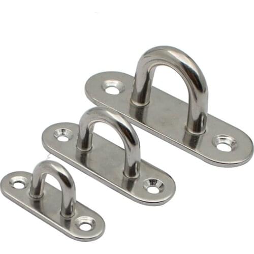 DWZ 4pcs 5mm 304 Stainless Steel Oblong Pad Eye Plate Staple Ring Hook