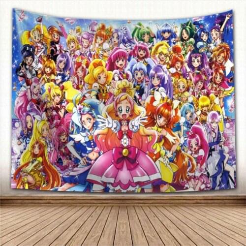 Nice Smile Precure! Tapestry Colorful Psychedelic Decorative Carpet Wall Fabric For Living Room Bedroom Tapestries Accessories