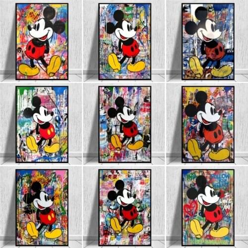 Graffiti Art Mickey Mouse Disney Painting Street Art Canvas Painting Poster and Print Wall Art Picture for Living Room