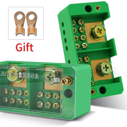 Terminal Block Row Single phase Two-in Eight-out Green Connection Distribution Box Power Cabinet Zero Line Box Brass