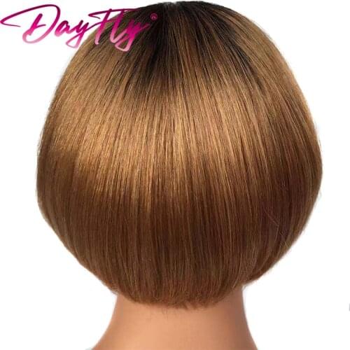Short Blond Wig Bob Wigs For Women Human Hair Pixie Cut Wig Brazilian Hair Wig With Bangs Natural Black 30 Wig Remy Machine Made