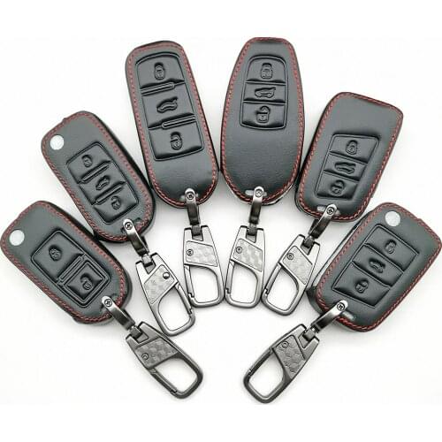 Leather Car Key Case For Volkswagen Polo Tiguan Passat B5 B6 B7 Golf 4 5 6 Mk6 Jetta Lavida For Skoda Octavia Protect Shell