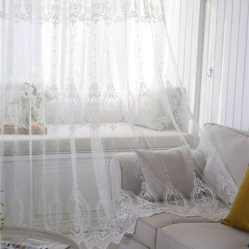 European Style Luxury Embroidery Lace Tulle Curtain Finished White Sheer Curtain Custom-made For Living Room Bedroom Balcony #4