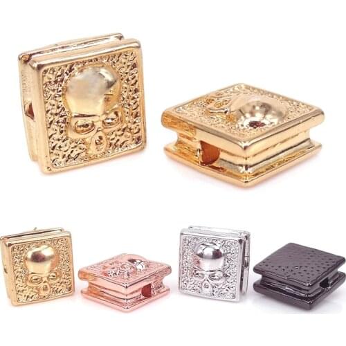 Medely Jewelry Spacer Bead DIY Jewelry Making Findings Copper Charm Skull Lion Square Beads for Bracelet Wholesale 10Pcs