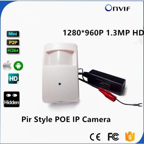 960P Miniature IP Camera PIR Style 1.3MP ONVIF P2P Plug and Play Mini Pir Camera IP Pin hole Mini Network IP Camera POE CCTV