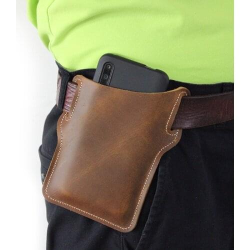 Men Cellphone Loop Holster Case Belt Waist Bag Props Leather Purse Phone Wallet