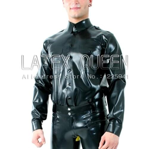 Mens latex jacket shirt costume in heavy 0.6mm latex