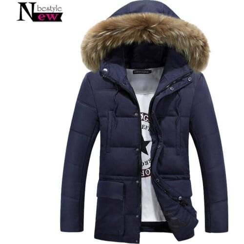 Newbestyle Winter Jacket Men Long Coat Parka Men Winter Jacket Warm Casual Thickening Fur Hat Zip Jacket Male Pocket Hooded Coat