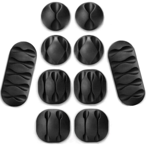 Cable Organizer,10 Pack of Cord Management System, Black Cable Clips for Charging and Mouse Cord