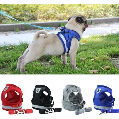 Dog Collar Pet Cat Collar Dog Harness With Belt Reflective Cat Dogs Lead Leash Belt Band for Chihuahua Pug Small Medium Dogs