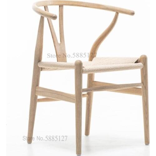 Custom Fas-grade Ash Master Design Simple Casual Nordic Style Pure Solid Wood Cafe Y-shaped Arm Chair Dining Chair