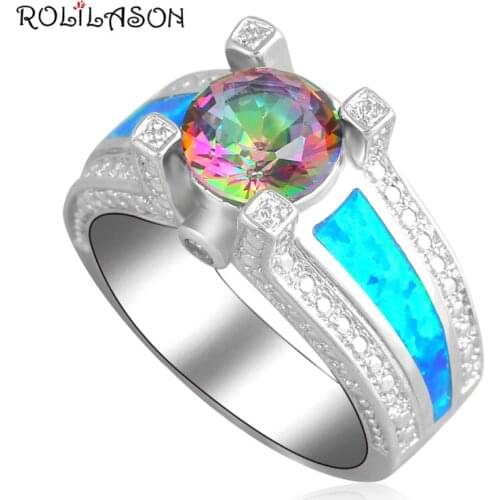 Appealing Mystic Blue fire Opal silver plated Rings Wholesale & Retail fashion Jewelry USA Ring SZ #6 #7 #8 #9 #10 OR645