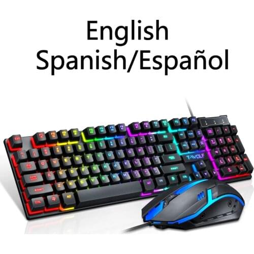 Gaming keyboard and Mouse Wired backlight mechanical feeling keyboard Gamer kit Silent 1600DPI Gaming Mouse Set for PC Laptop