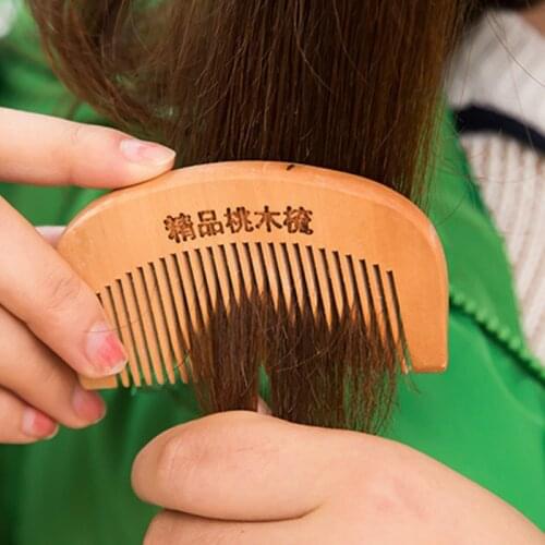 Five in a bag!1818 peach wood comb thickened dense comb massage anti dropping anti static round tooth comb wholesale t