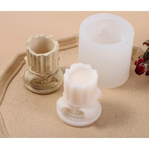 Retro Scented Candle Silicone Roman Candlestick Mold for Chocolate Pastry and Bakery Accessories Baking Tools Home Furnishings