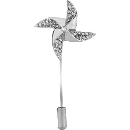 Luxury Crystal Windmill Metal Brooch Pin Long Needle Lapel Pins Fashion Suit Badge Men and Women Wedding Jewelry Accessories