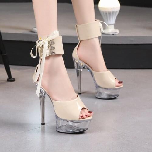 Women Model 13 15 CM Transparent Platform Super High Heel Sandals Sexy Party Club Crystal Striptease Show Pole Dance Clear Shoes