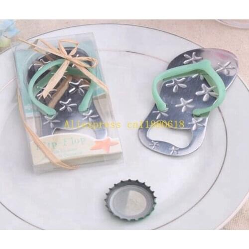 50pcs/lot Free Shipping Flip flop wine bottle opener with starfish design wedding favor guest gift