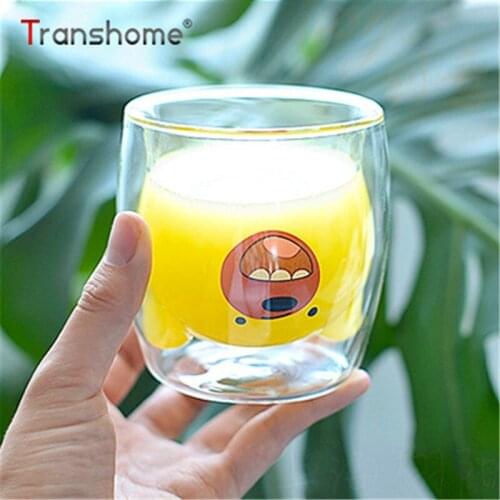 Transhome Panda Glass Mug 250ml Double Wall Glass Cup Travel Coffee Mugs Creative Tea Cups And Mugs Office Cute Pig Cups