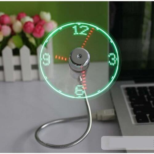 USB Gadget Mini Flexible LED Light USB Fan Time Clock Desktop Clock Cool Gadget Time Display