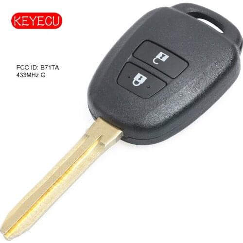 Keyecu Replacement Remote Car Key Fob 2 Buttons 433MHz G Chip for Toyota Yaris 2012 2013 2014, FCC: B71TA