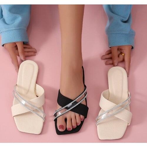 2021 Summer Transparent Slippers Womens Sandals Outdoor Beach Open Toe Slipper Fashion Flats Casual Sandals Shoes for Woman