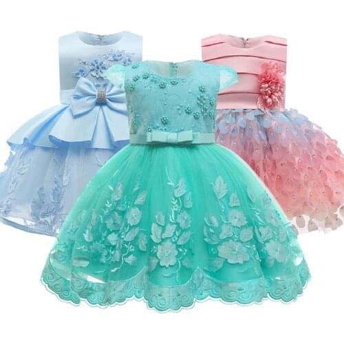 Elegant Flower Girl Wedding Party Dinner Printed Dresses Girls First Performance Dress for Eucharist Party vestidos de fiesta