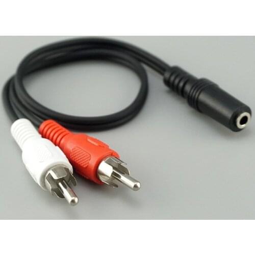1pcs 3.5mm Stereo Female Plug To 2 Male RCA Jack Adapter Audio Y Cable Computer Speaker Cable