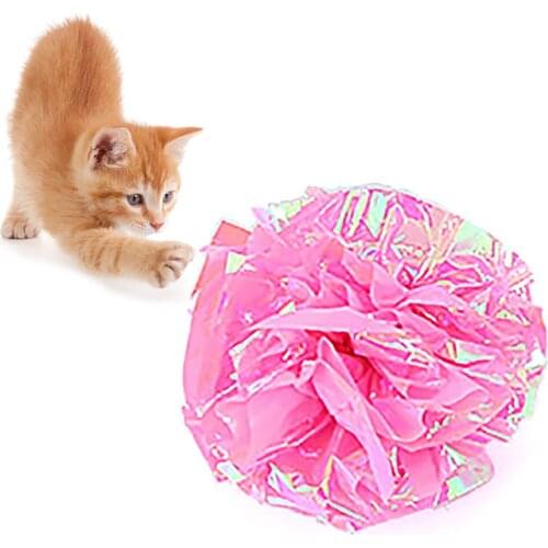 1PCS Random Color Crinkle Ball Toy Cat Interactive Toy Funny Cat Crinkle Toy Ball Mylar Ball For Kittens Cat Small Chase Toy