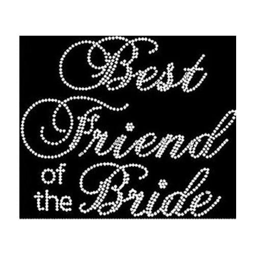 2pc/lot Best Friend of the Bride Rhinestone hot fix rhinestone motif designs iron on rhinestone transfer designs