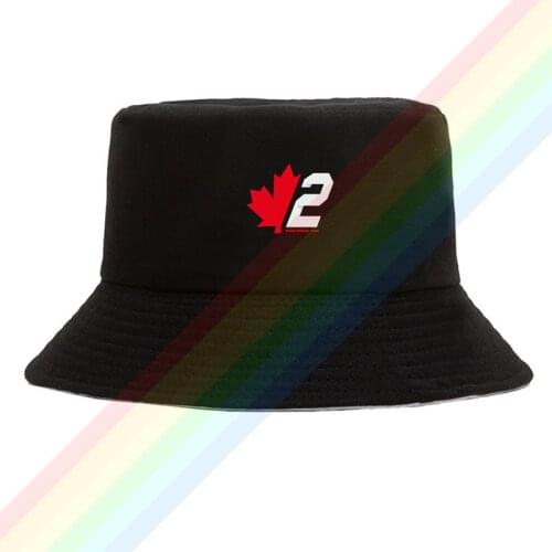 2021 Popular Red Maple Leaf DSQ2 Cotton Top Comfortable Bucket Cap Men Women Hiking Fishing Hat Two-side