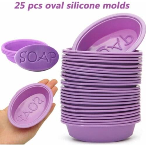 25PCS Soap Molds Baking Tools Mold Oval Cake Mould DIY Making Craft Multi-purpose Kit Reusable Food-grade Silicone