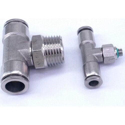 304 Stainless Steel M5,M6,1/8"BSP,1/4"BSP,3/8"BSP,1/2"BSP 3/4"BSP Tube OD Pneumatic Male Tee Branch Connector Quick Fitting