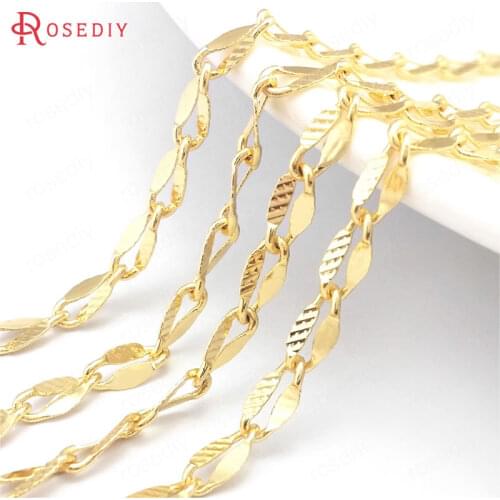 39683)1 Meter Chain Link 6.5x3MM 24K Gold Color Brass Flat Oval Shape Necklace Chains Bracelets Jewelry Chains Making Supplies