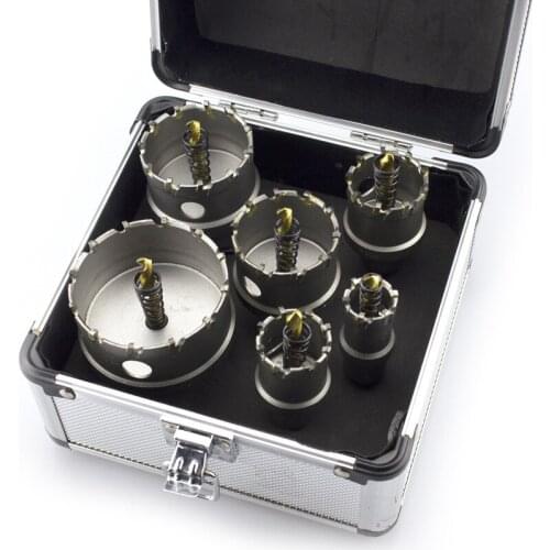 6pcs 22-65mm Titanium plating TCT Hole Saw Drill Bit Sets Alloy Carbide Cobalt Steel Cutter Stainless Steel Plate Iron Metal